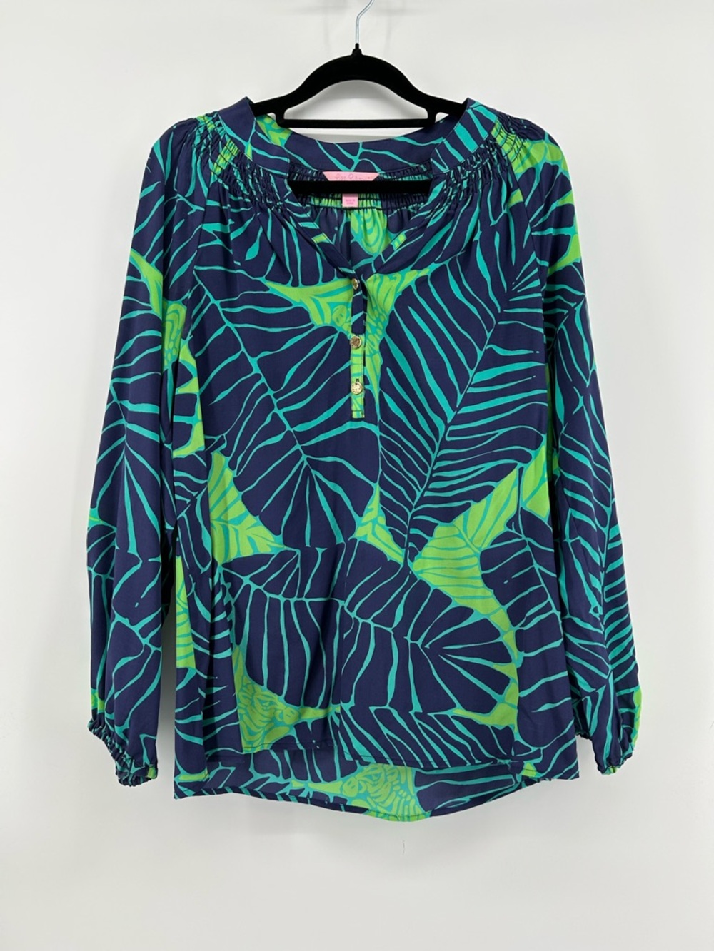 Lilly Pulitzer silk Elsa blouse in Under the Palm print